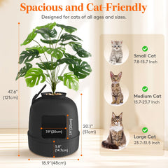 Lifewit boite-litiere-cachee avec plante artificielle et décor