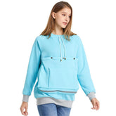 Pull LINYUCHEN avec poche chat-devant pour des câlins en plein air.