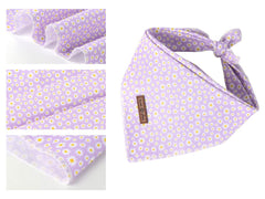 Texture coton doux et respirant du bandana Lionet Paws violet.