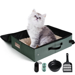 Boîte litière LIOOPET ouverte, espace confortable pour chat en voyage.