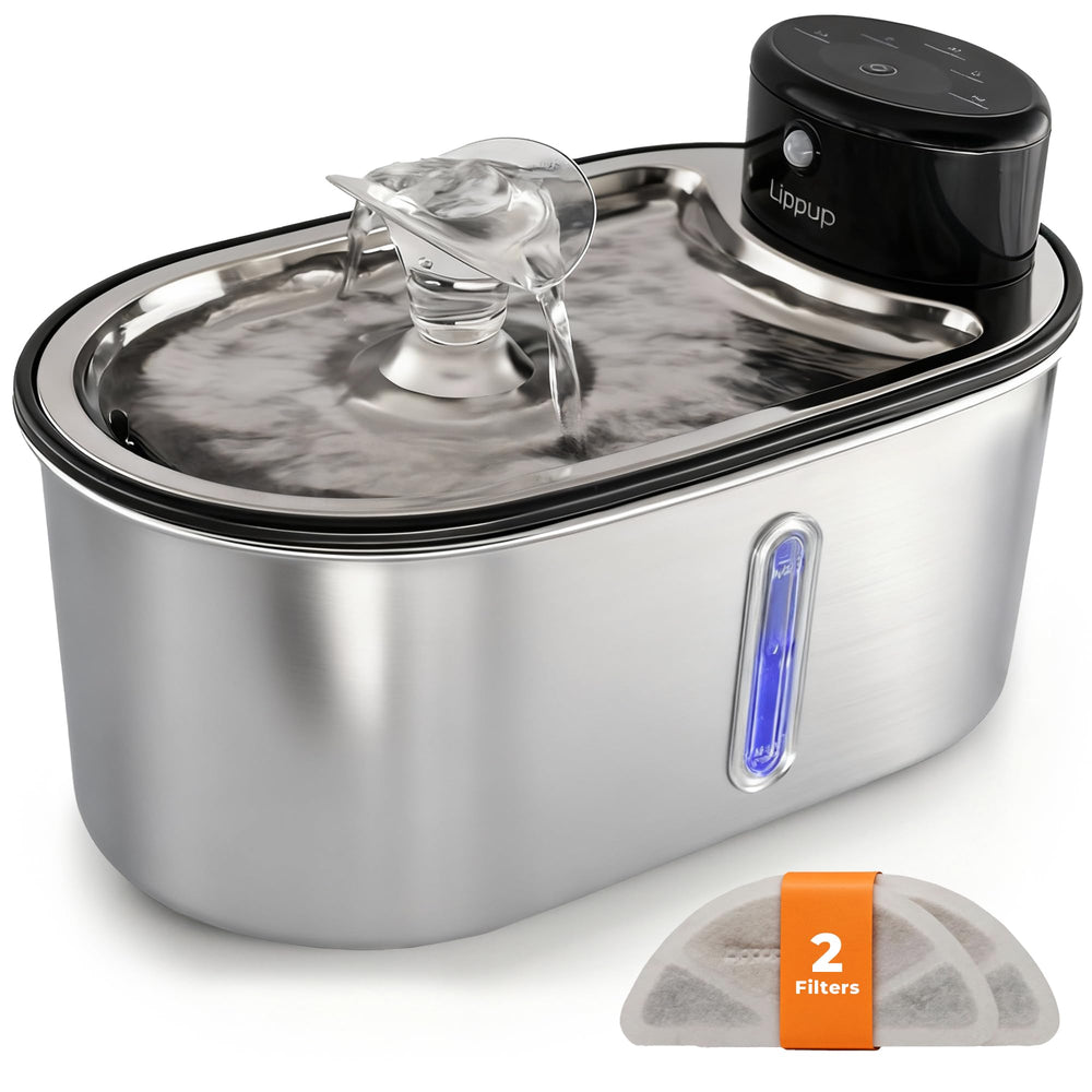 LIPPUP fontaine chat inox, capacité 3,2 L pour eau fraîche.