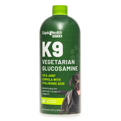 LIQUIDHEALTH: bouteille K9 glucosamine végétarien pour articulations plus souples des chiens.