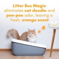 Litter Box Magic gel odorant litière orange en jarre assure une fraîcheur durable.