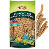 Living World Spray Millet – emballage prêt à offrir un snack naturel et pratique pour petits oiseaux.
