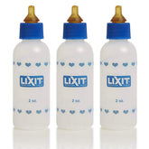 Biberon Lixit pour nourrissage de petits animaux avec repères de volume précis.