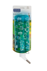 Bouteille d'eau Lixit bleue pour cage, pratique et durable.