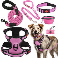 Harnais sans tir LOBEVE pour chien rose XL, confort et sécurité.