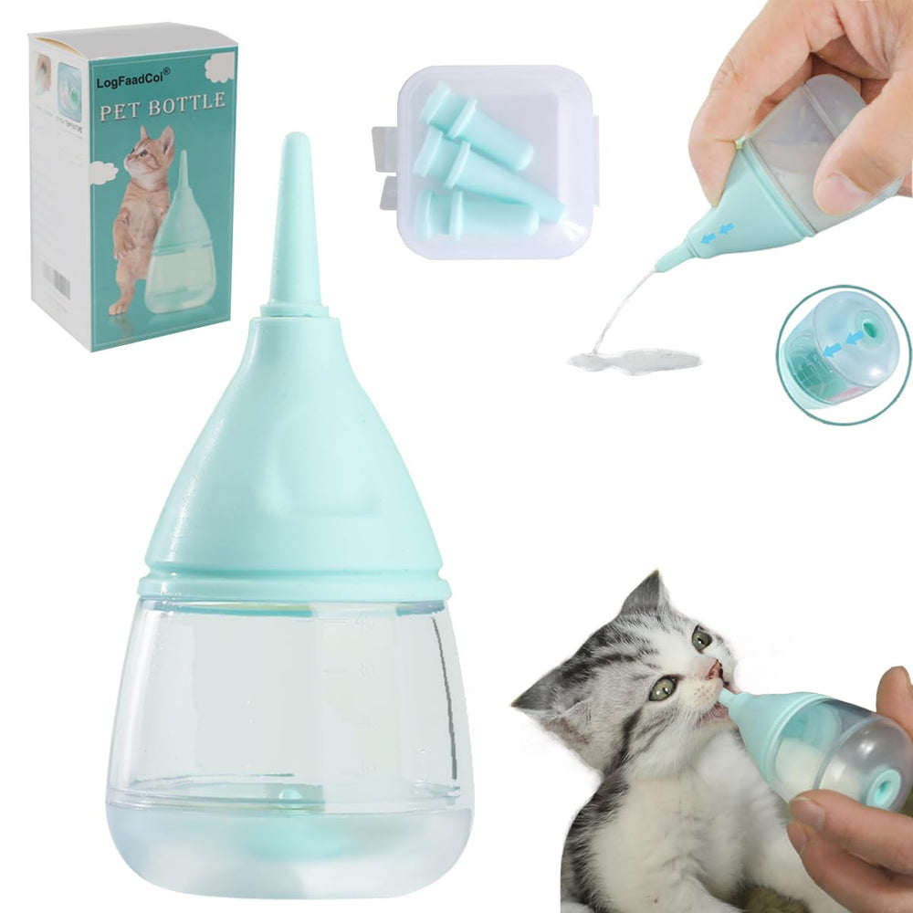 LogFaadCoi biberon chat bleu 40ml — nourrissage sûr et précis des chatons.