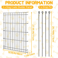 Diviseur en métal Lonepetu, robuste et sûr, pour cage chien 42-48 pouces.