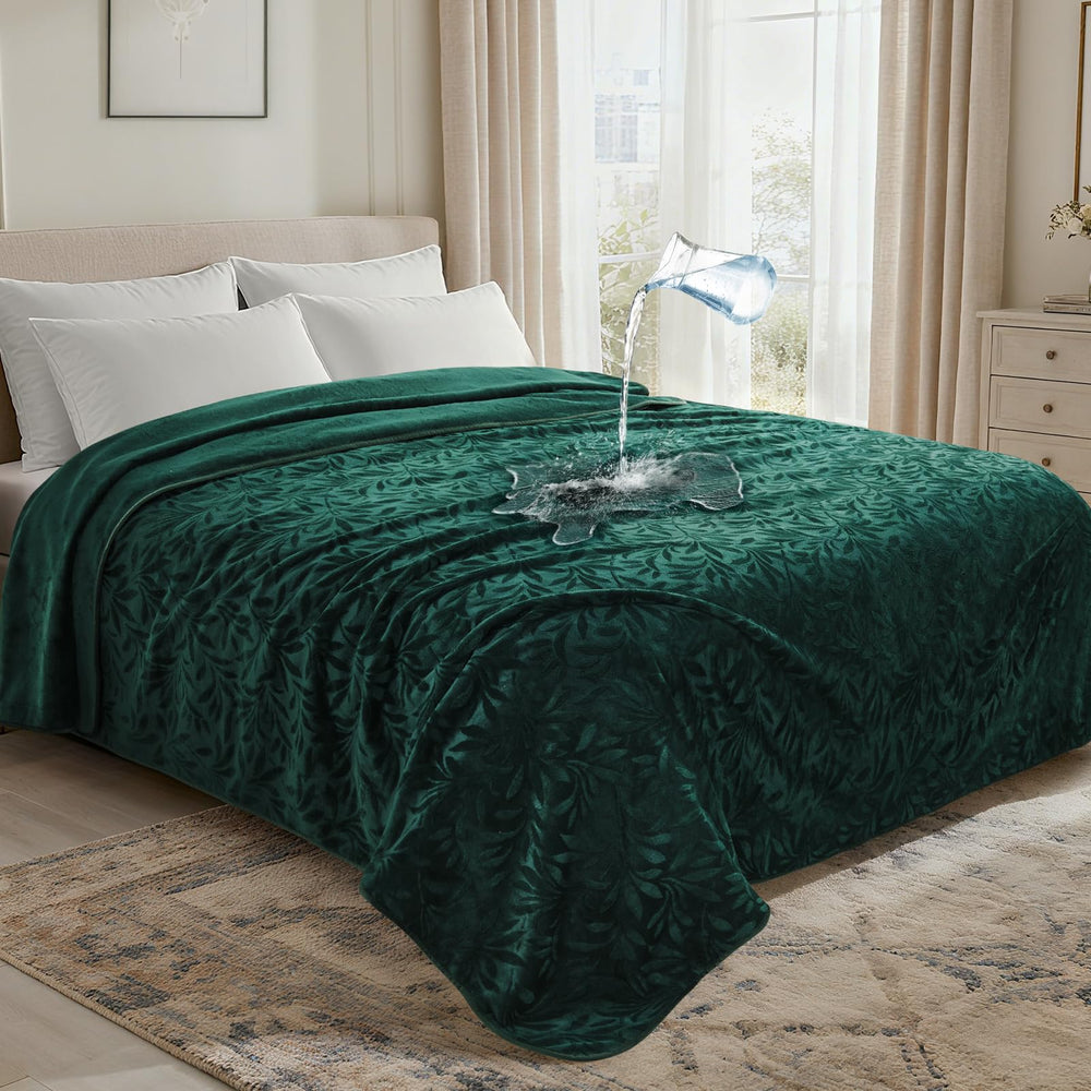 Loobani couverture imperméable sur lit grande taille 80x90, motif jacquard feuilles.