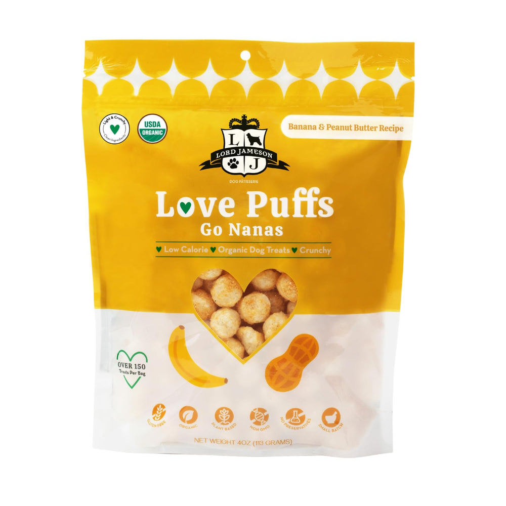 Lord Jameson Go Nanas: puffs croquants pour chien, texture agréable et récompense snackable.