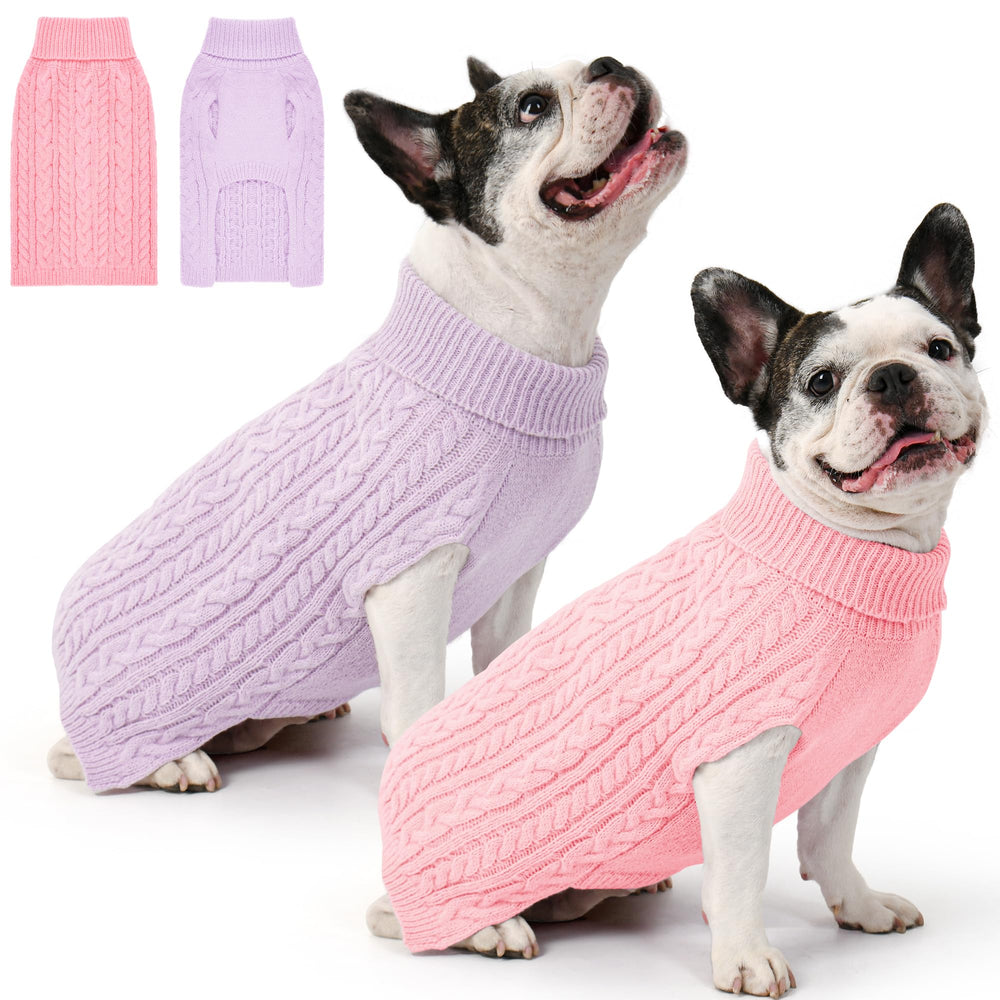 Lorehelina pull chien moyen rose, confort chaud et élasticité pour l'hiver.