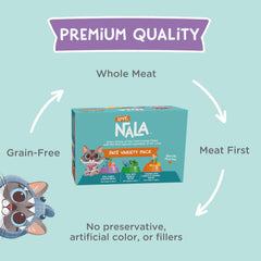 PACK LOVE NALA 24 boîtes pâté chat, texture appétissante et variété naturelle en boîte.