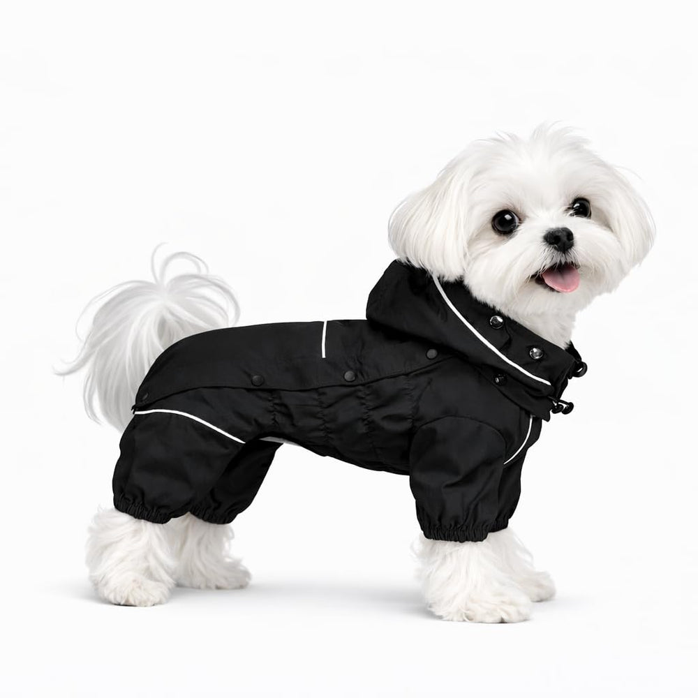 Lovelonglong manteau impermeable double-polaire pour chien XS noir