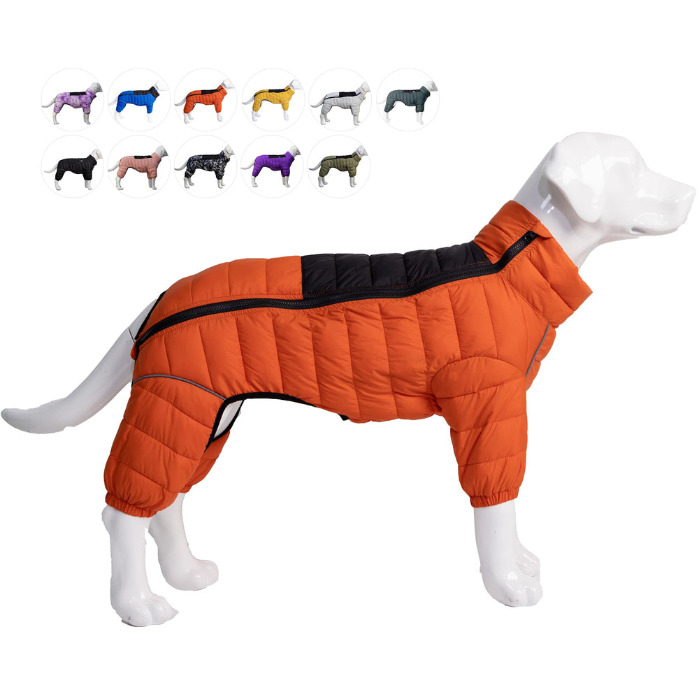 Veste Lovelonglong pour chien, quatre-pattes, orange réfléchissante, fermeture zippée et style urbain.