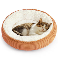 Love's cabin coussin-donut-chat rouge-rayé, nid douillet.