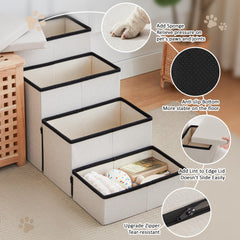 Love's cabin escaliers-chien tissu beige résistant, support doux pour les pattes.