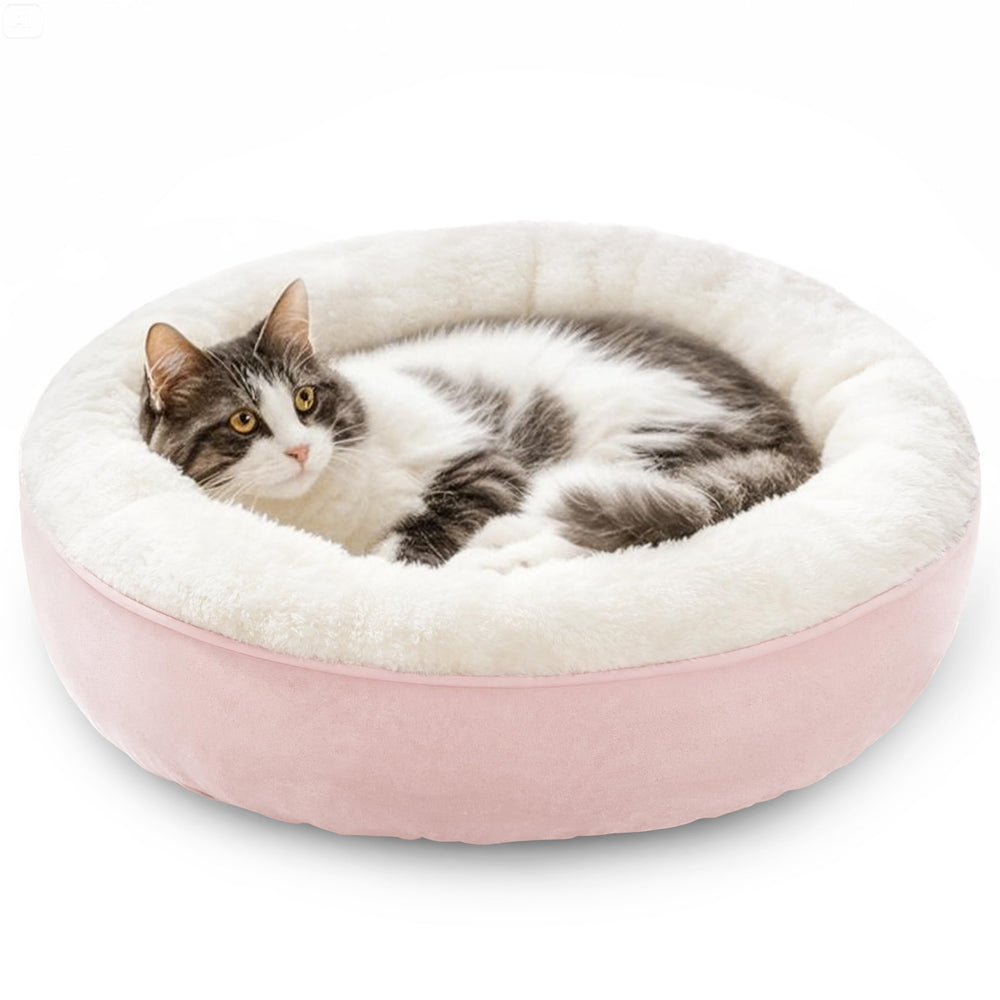 Love's cabin lit donut rond rose, ultraconfortable pour chat et petit chien.