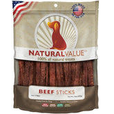 Loving Pets Natural Value Boeuf Sticks - paquet visible, récompense savoureuse pour chien.