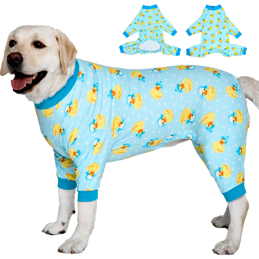 LovinPet pyjama-chien big-dog imprimé canards bleus, protection des surfaces et réduction des poils.