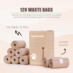 Rouleaux LqdCo de sacs bio crottes lavande, pratique et prêts à utiliser.