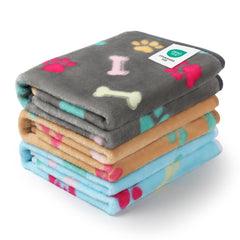 Couverture Luciphia imprimé pattes gris 23x16, douceur idéale pour petit chien et chat.