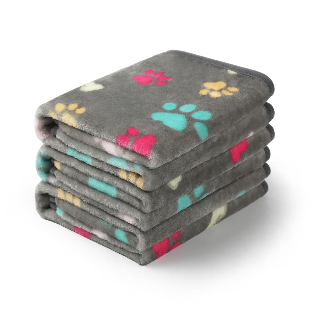Luciphia: ensemble de trois couvertures peluche gris pour chiens et chats.