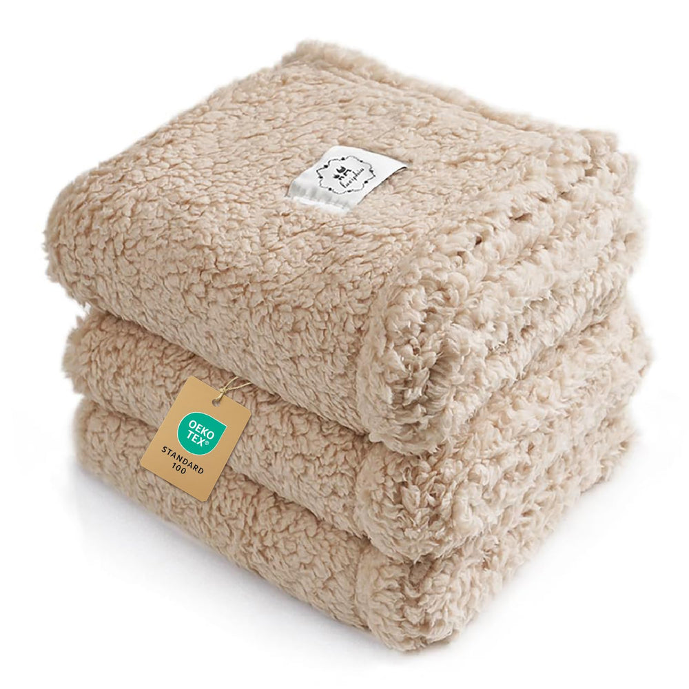 Luciphia ensemble 3 couvertures pour animal beige, pratique et confortable.