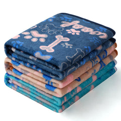 Couverture Luciphia velours double-face avec imprimé patte-os, pour chien et chat.