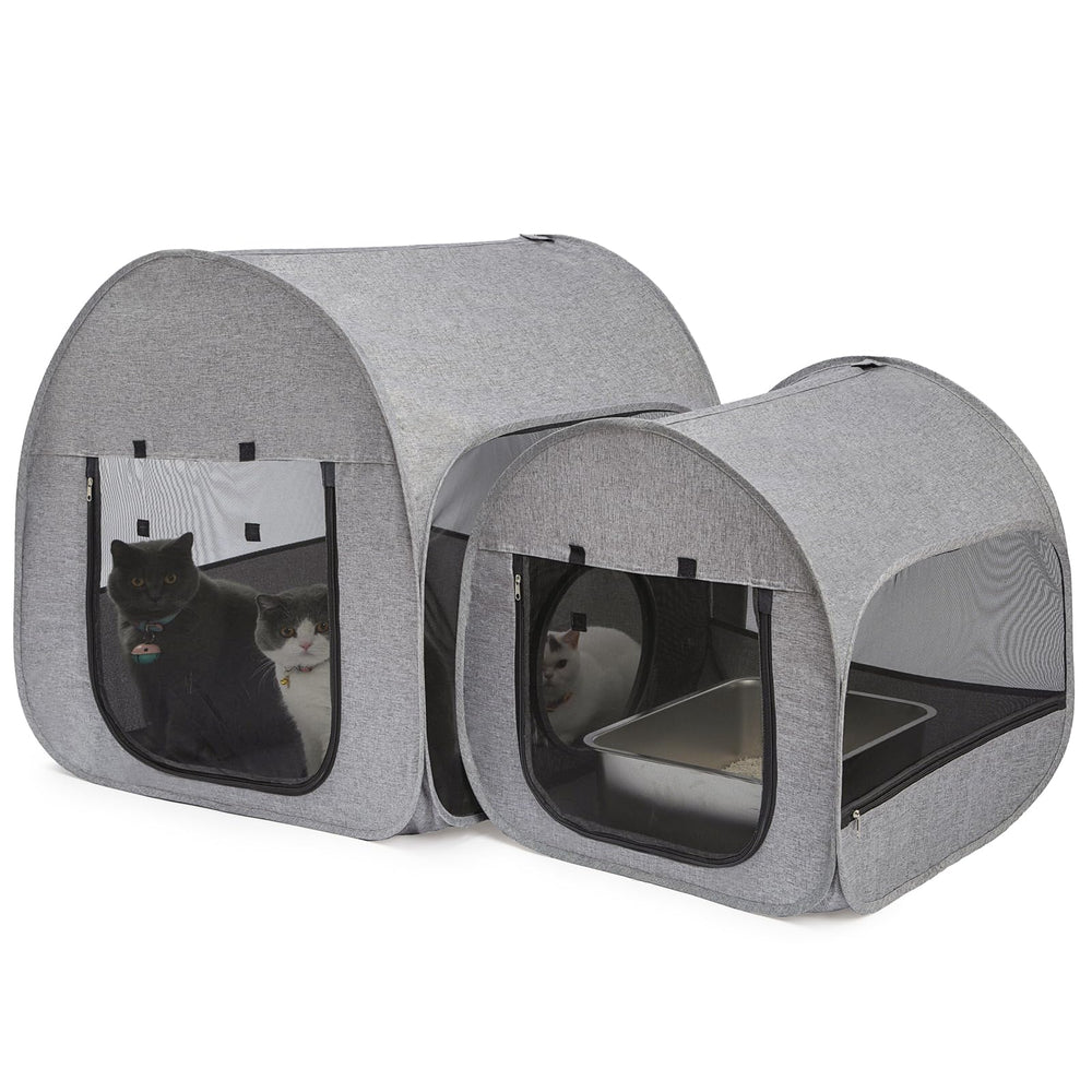 LUCKITTY Playpen pour chats: grand espace pour plusieurs félins, gris foncé à domicile
