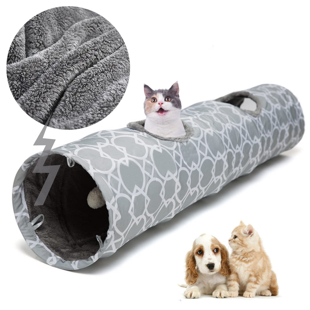 LUCKITTY tunnel-chat-geometrique-droit-peluche-interieur : espace de jeu douillet pour chats.