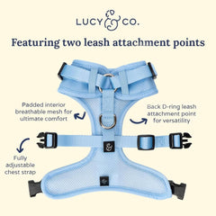 Lucy & Co Harnais Denim No-Pull, ajustement cou précis, confort durable sur longue promenade.