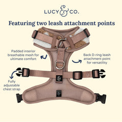 Harnais Lucy et Co version damier chaude, idéal pour balades hivernales.