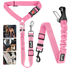 Lukovee ceinture sécurité chien rose 2-pack pour voiture, maintien fiable en déplacement