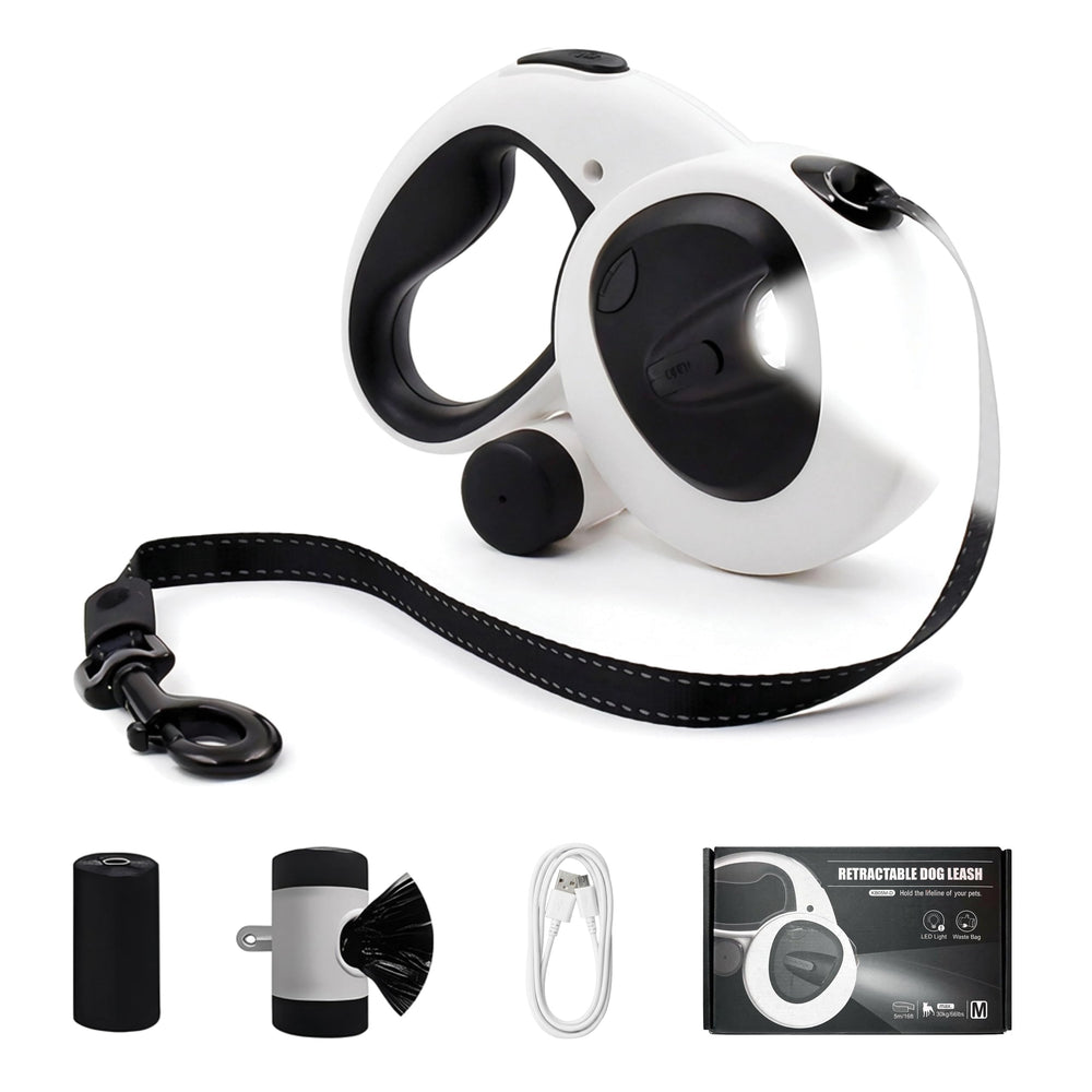 LULUPET laisse rétractable 16ft LED pour promenade nocturne plus sûre.