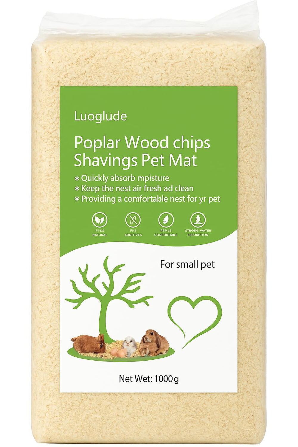 Luoglude copeaux tremble naturels – absorption élevée pour petits animaux.