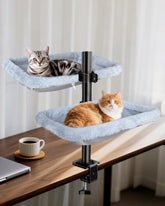 L&W BROS. lit-bureau chat double couche avec cadre métallique robuste pour deux chats.