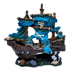M2cbridge epave bateau pirate bleu, cachette naturelle pour poissons et décor immersif