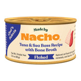 Made by Nacho filets emiette thon et bar texture gourmande pour chats actifs.