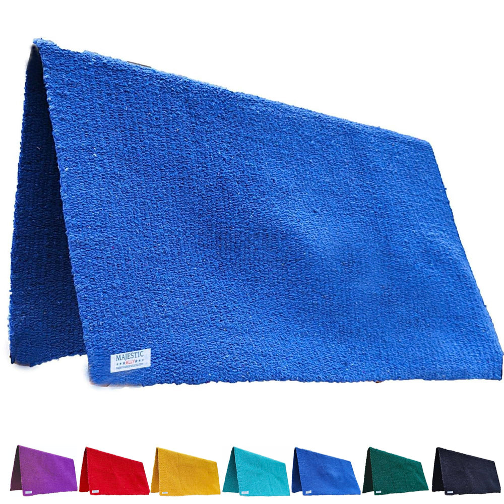 Majestic Ally tapis de selle bleu royal, design uni, confort et protection.