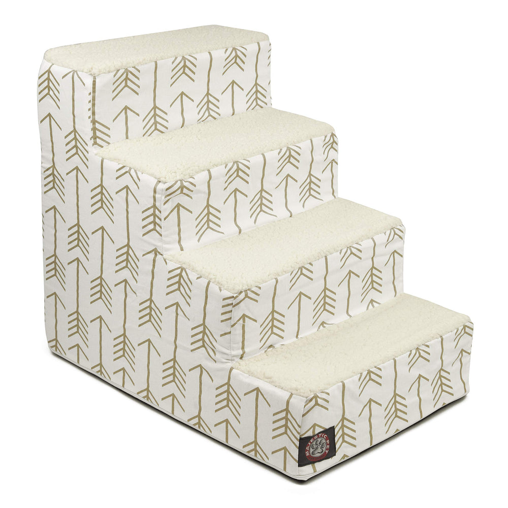 Escaliers Majestic Pet 4 etapes en blanc et or pour animaux