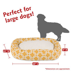 Coussin bolster Majestic Pet bagel Sherpa jaune pour soutien confortable.