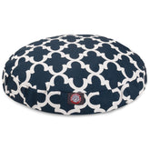 Lit rond Majestic Pet bleu marine treillis, idéal pour intérieur et extérieur.