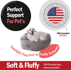 Soutien tête Majestic Pet sur lit rond, meilleure posture.