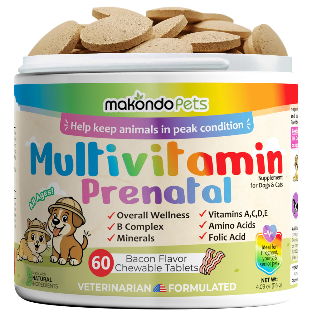 Makondo Pets vitamine prénatales chien et chat, bouteille pratique pour administration facile