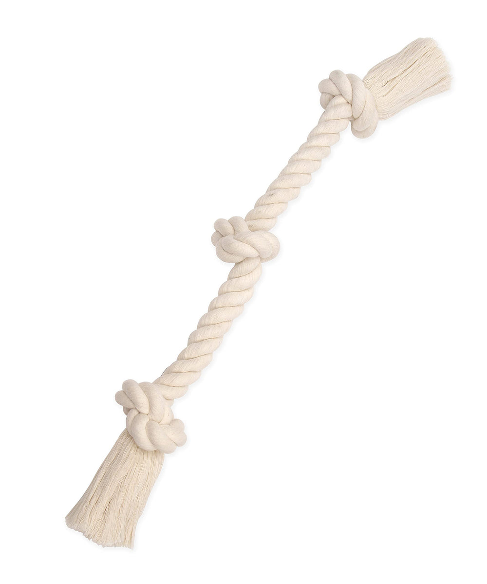 Mammoth Flossy Chews, noeud coton blanc, tir interactif pour chien.