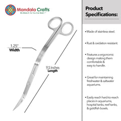 Mandala Crafts ciseaux aquascaping : poignée ergonomique pour un maniement confortable.