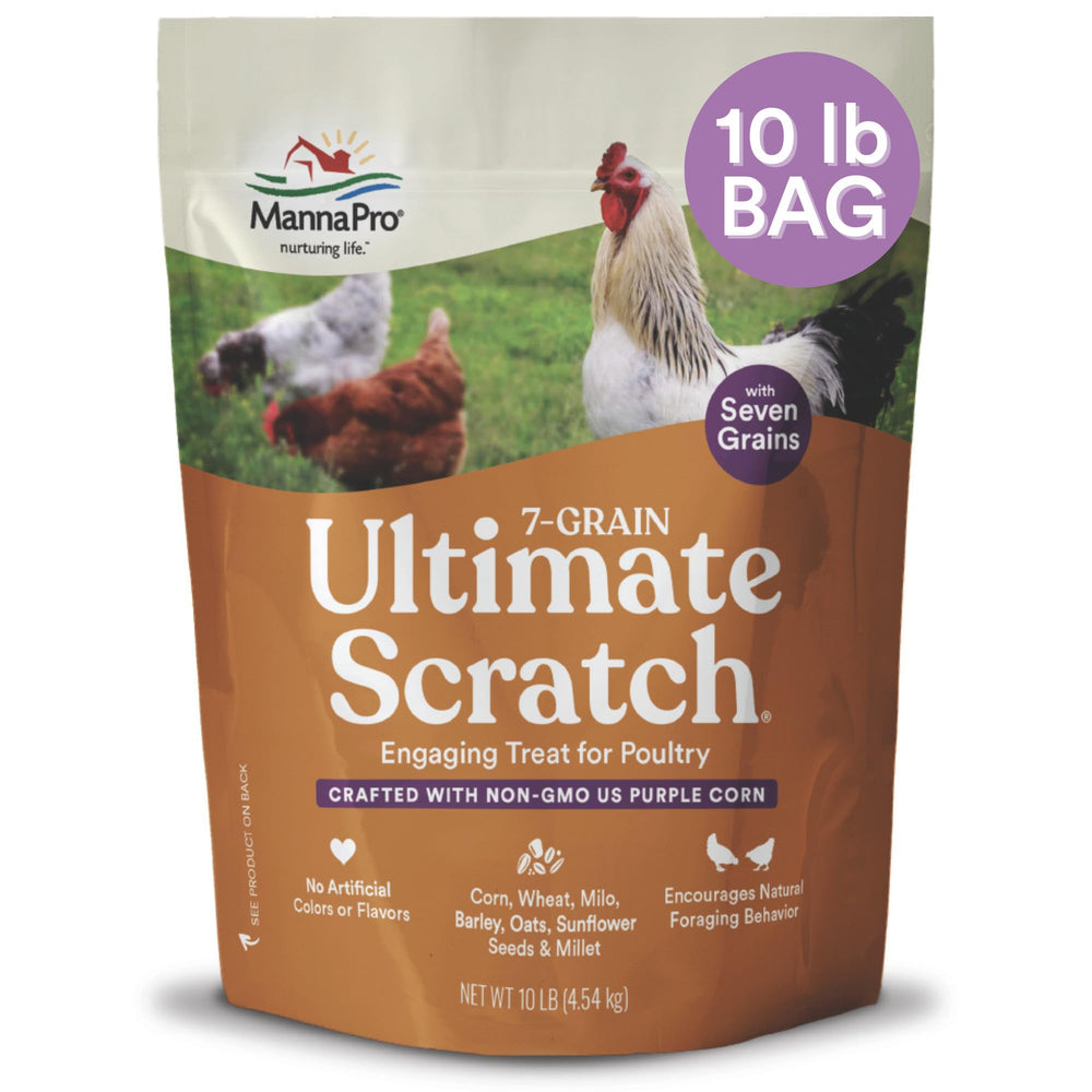 Manna Pro sept-grains scratch: ensemble de grains stimulant l’enrichissement du poulailler.