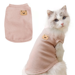 T-shirt Maqilo pour chat et chien en maille gaufre rose, confortable et polyvalent.