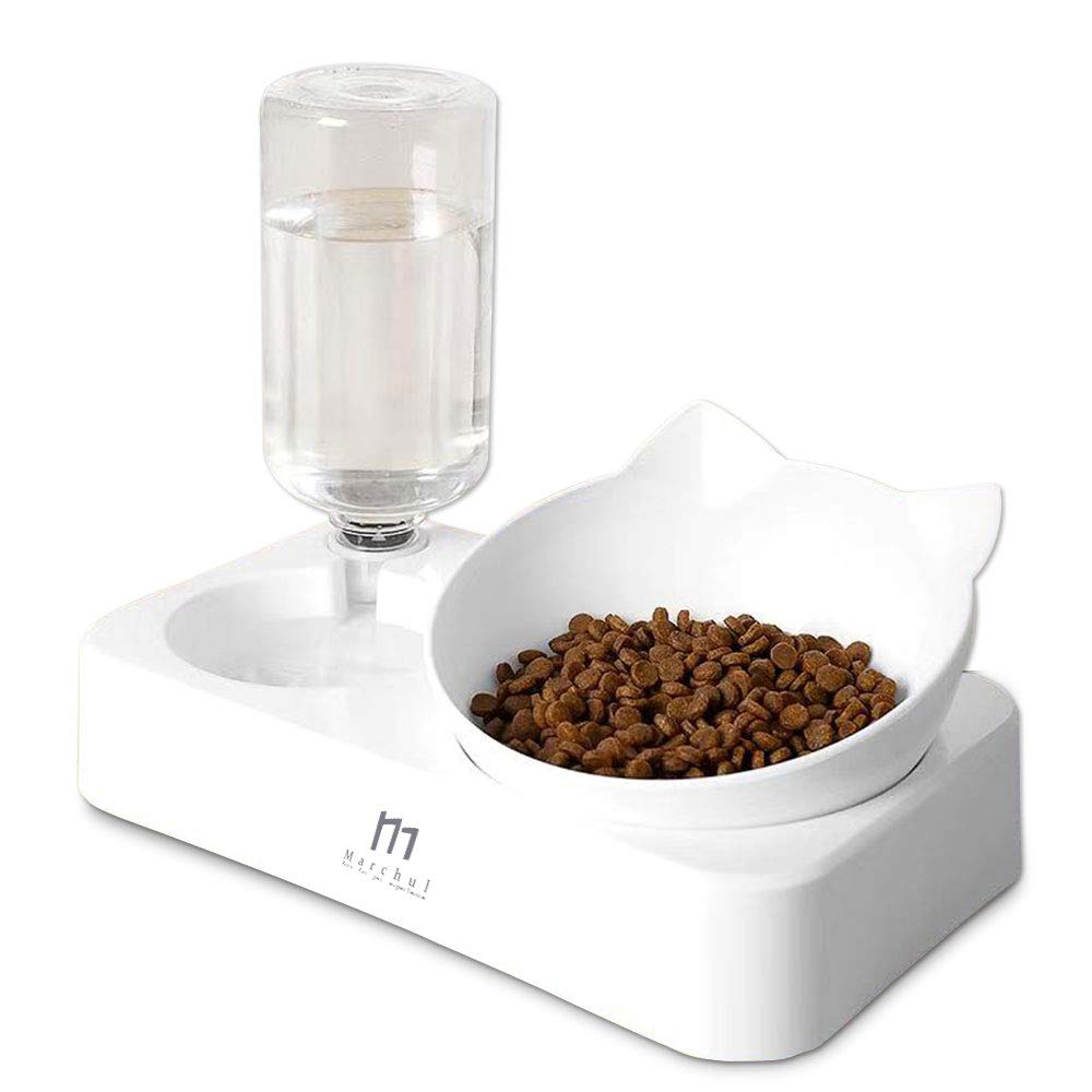 Marchul gamelle chat incline quinze degres pour une posture de repas confortable.